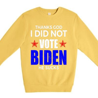 Thanks God I Did Not Vote Biden He Sucks Impeach 46 Premium Crewneck Sweatshirt