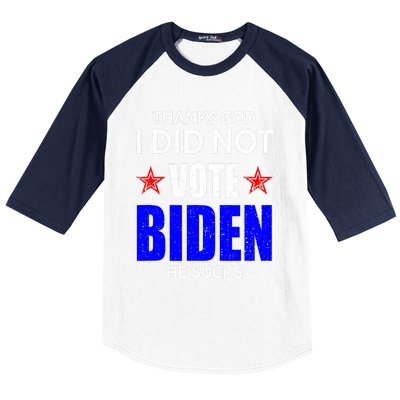 Thanks God I Did Not Vote Biden He Sucks Impeach 46 Baseball Sleeve Shirt