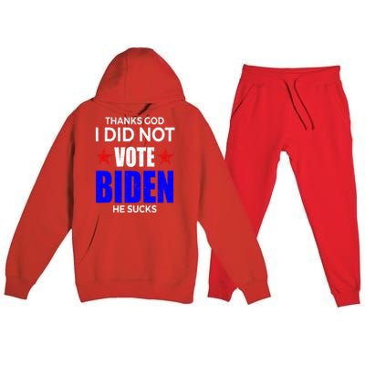 Thanks God I Did Not Vote Biden He Sucks Impeach 46 Premium Hooded Sweatsuit Set