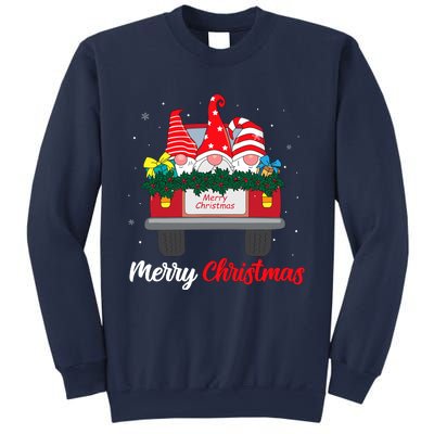 Three Gnomes In Red Truck With Merry Christmas Tree Family Sweatshirt