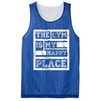 The Gym Is My Happy Place Fitness Athlete Fitness Quote Cool Gift Mesh Reversible Basketball Jersey Tank