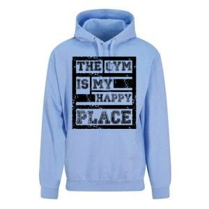 The Gym Is My Happy Place Fitness Athlete Fitness Quote Cool Gift Unisex Surf Hoodie