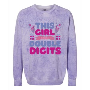 This Girl Is Now Double Digits 10th Birthday Gift Colorblast Crewneck Sweatshirt