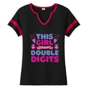 This Girl Is Now Double Digits 10th Birthday Gift Ladies Halftime Notch Neck Tee