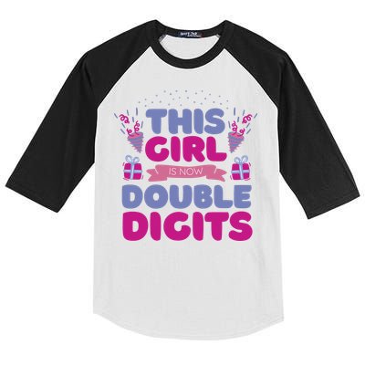 This Girl Is Now Double Digits 10th Birthday Gift Kids Colorblock Raglan Jersey