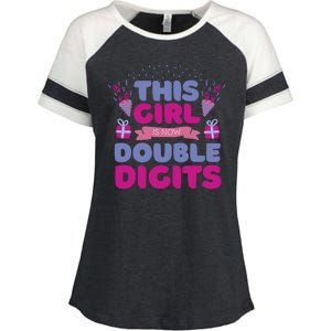 This Girl Is Now Double Digits 10th Birthday Gift Enza Ladies Jersey Colorblock Tee