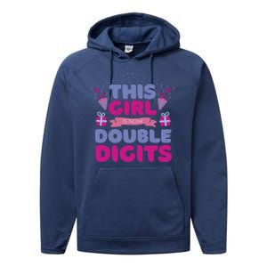 This Girl Is Now Double Digits 10th Birthday Gift Performance Fleece Hoodie