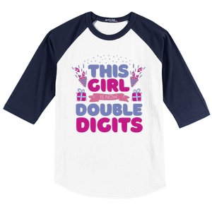 This Girl Is Now Double Digits 10th Birthday Gift Baseball Sleeve Shirt