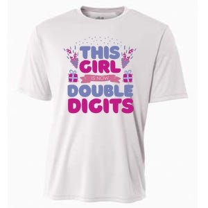 This Girl Is Now Double Digits 10th Birthday Gift Cooling Performance Crew T-Shirt