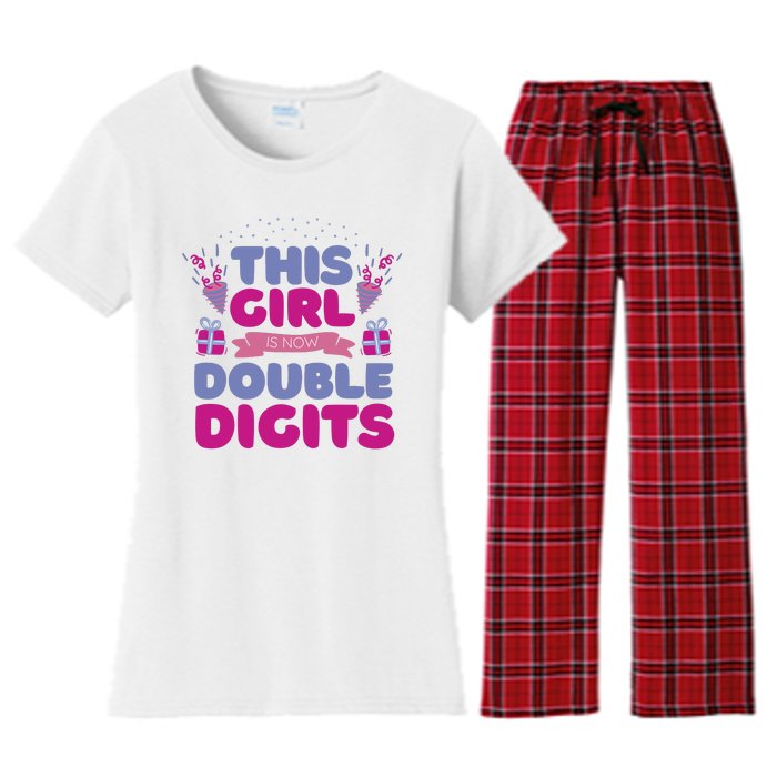 This Girl Is Now Double Digits 10th Birthday Gift Women's Flannel Pajama Set