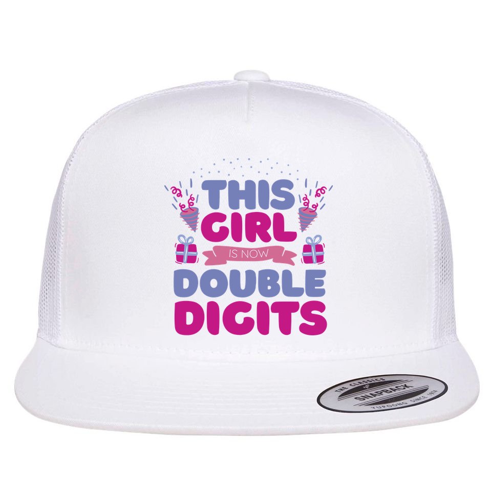 This Girl Is Now Double Digits 10th Birthday Gift Flat Bill Trucker Hat