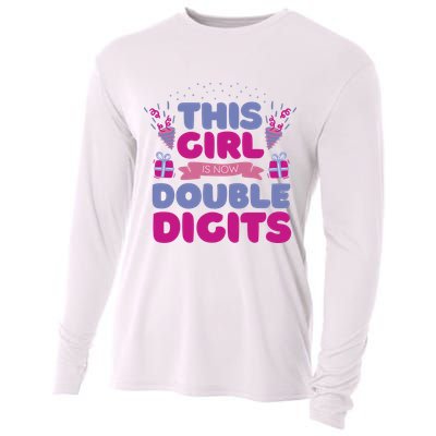 This Girl Is Now Double Digits 10th Birthday Gift Cooling Performance Long Sleeve Crew