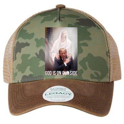 Trump God Is On Our Side Jesus Legacy Tie Dye Trucker Hat