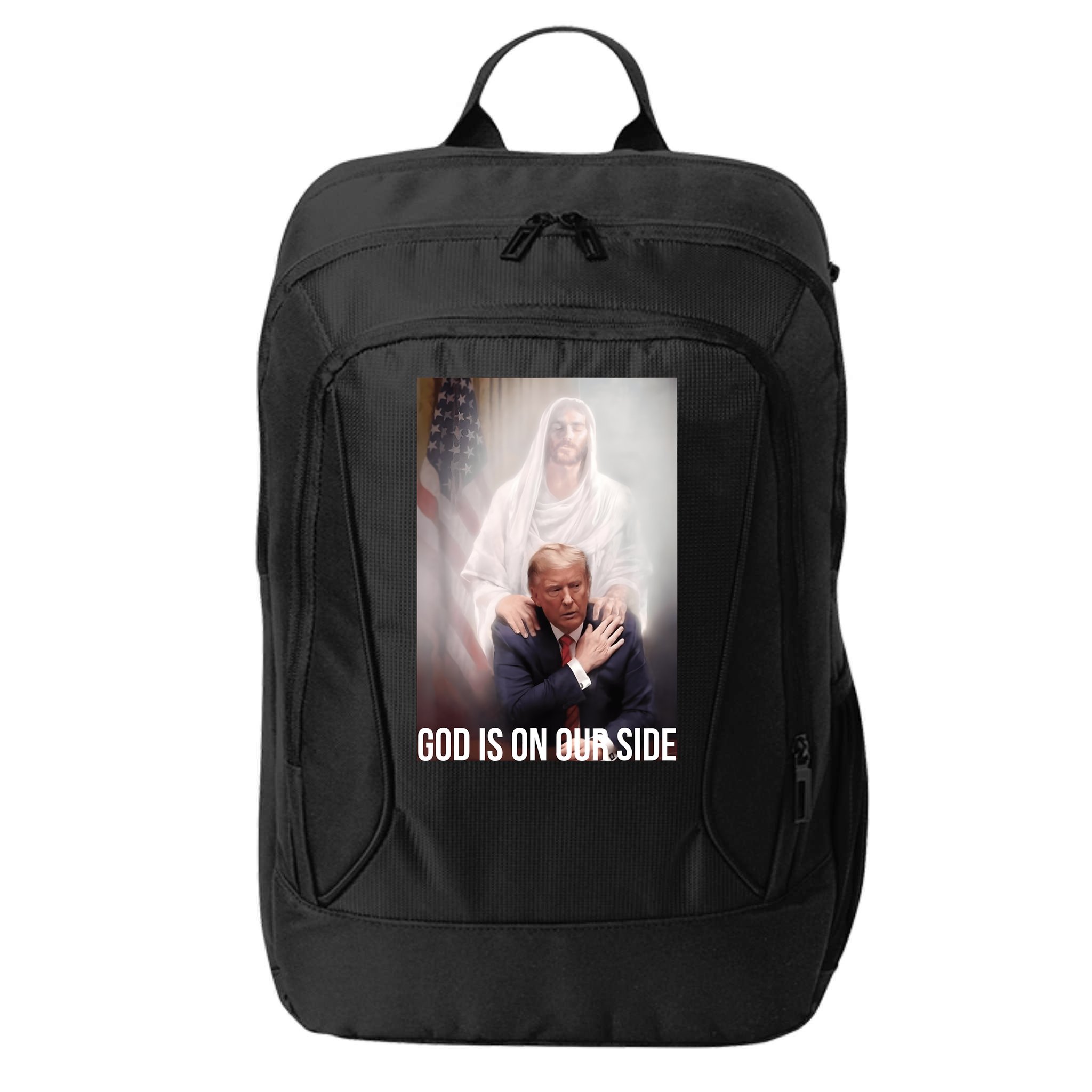 Trump God Is On Our Side Jesus City Backpack
