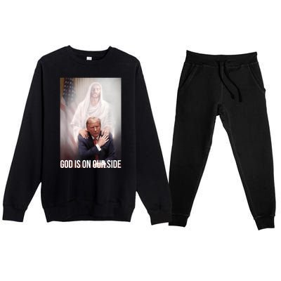 Trump God Is On Our Side Jesus Premium Crewneck Sweatsuit Set