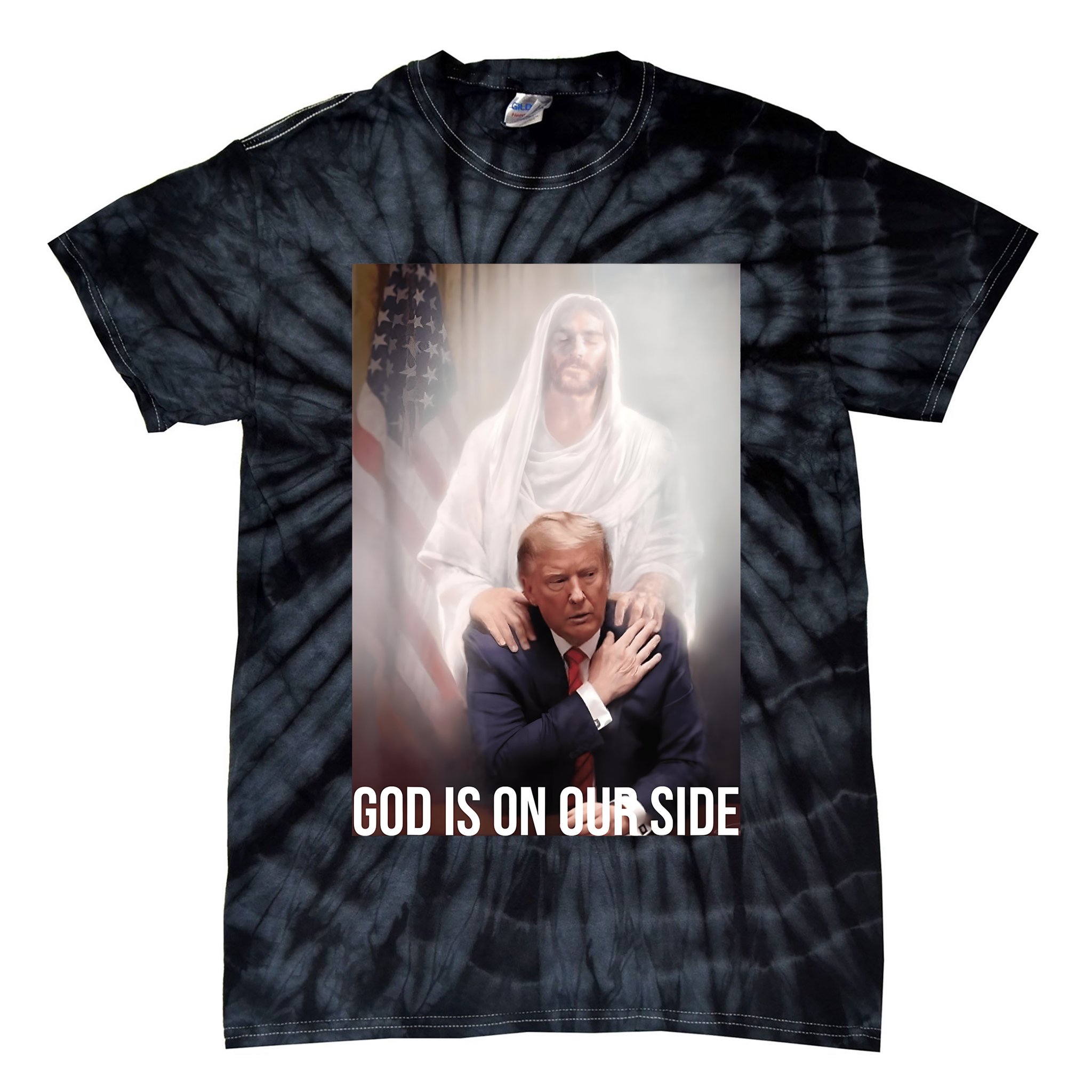 Trump God Is On Our Side Jesus Tie-Dye T-Shirt