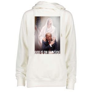 Trump God Is On Our Side Jesus Womens Funnel Neck Pullover Hood