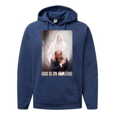 Trump God Is On Our Side Jesus Performance Fleece Hoodie