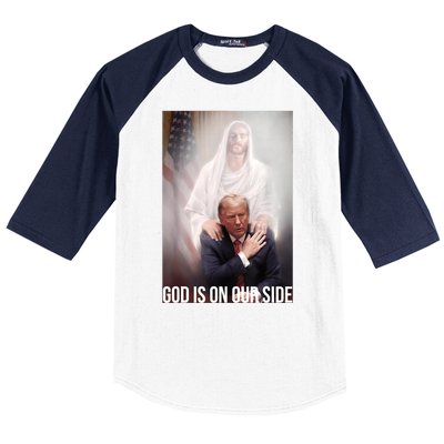 Trump God Is On Our Side Jesus Baseball Sleeve Shirt