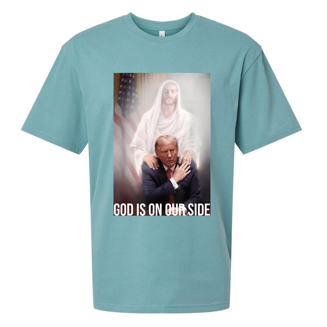 Trump God Is On Our Side Jesus Sueded Cloud Jersey T-Shirt