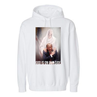 Trump God Is On Our Side Jesus Garment-Dyed Fleece Hoodie