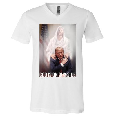 Trump God Is On Our Side Jesus V-Neck T-Shirt