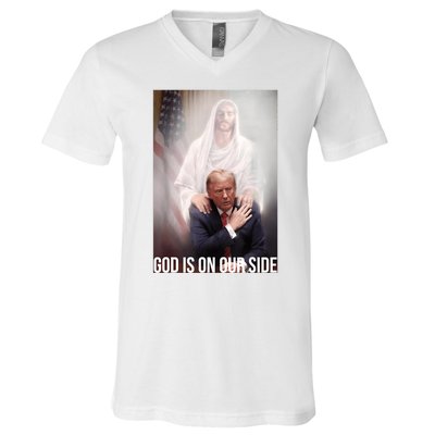 Trump God Is On Our Side Jesus V-Neck T-Shirt