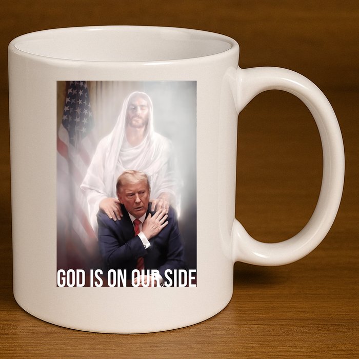 Trump God Is On Our Side Jesus 11oz C Handle Ceramic Mug