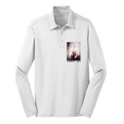 Trump God Is On Our Side Jesus Silk Touch Performance Long Sleeve Polo