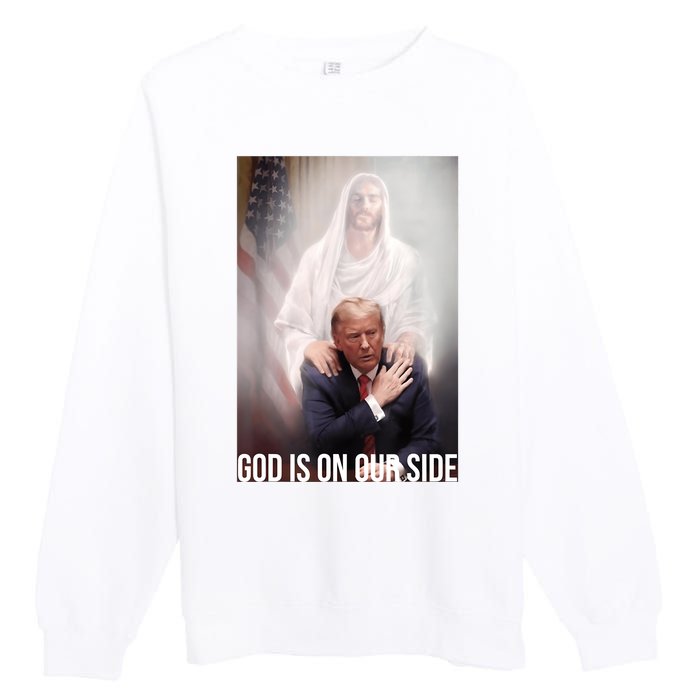 Trump God Is On Our Side Jesus Premium Crewneck Sweatshirt