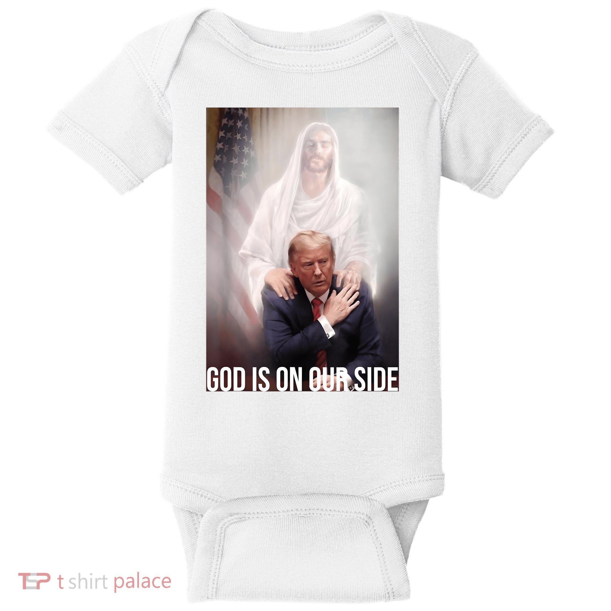 Trump God Is On Our Side Jesus Baby Bodysuit