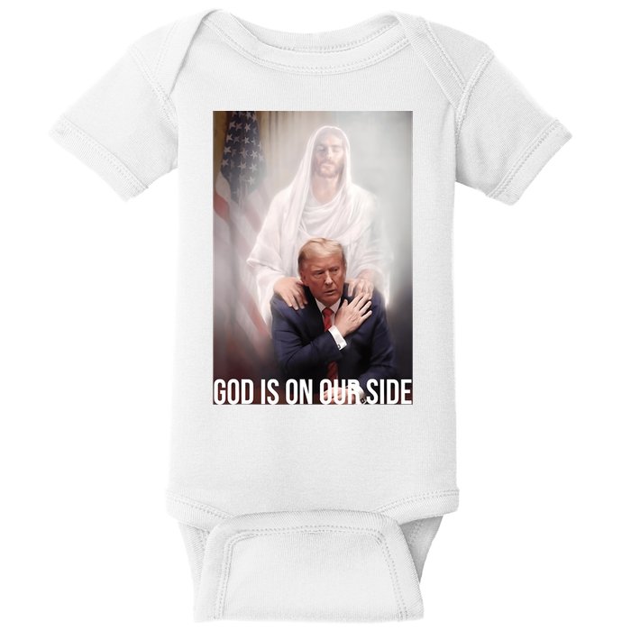 Trump God Is On Our Side Jesus Baby Bodysuit