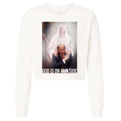Trump God Is On Our Side Jesus Cropped Pullover Crew