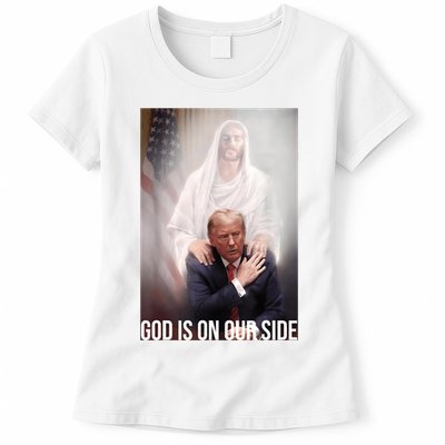 Trump God Is On Our Side Jesus Womens T-Shirt