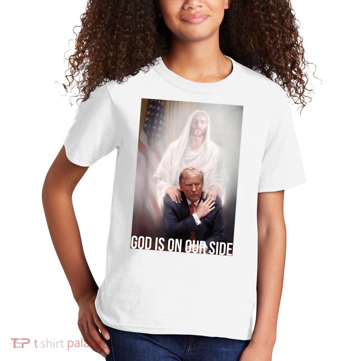 Trump God Is On Our Side Jesus Kids T-Shirt