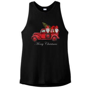 Three Gnomes In Red Truck With Merry Christmas Tree Ladies PosiCharge Tri-Blend Wicking Tank