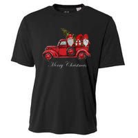 Three Gnomes In Red Truck With Merry Christmas Tree Cooling Performance Crew T-Shirt