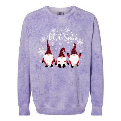 Three Gnomes In Red Letitsnow Gnome Christmas Funny Gift Colorblast Crewneck Sweatshirt