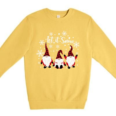 Three Gnomes In Red Letitsnow Gnome Christmas Funny Gift Premium Crewneck Sweatshirt