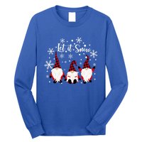 Three Gnomes In Red Letitsnow Gnome Christmas Funny Gift Long Sleeve Shirt