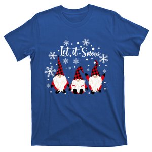 Three Gnomes In Red Letitsnow Gnome Christmas Funny Gift T-Shirt