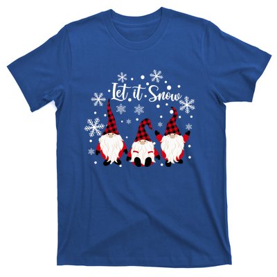 Three Gnomes In Red Letitsnow Gnome Christmas Funny Gift T-Shirt