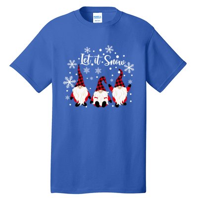 Three Gnomes In Red Letitsnow Gnome Christmas Funny Gift Tall T-Shirt