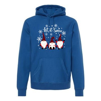 Three Gnomes In Red Letitsnow Gnome Christmas Funny Gift Premium Hoodie