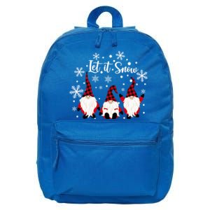 Three Gnomes In Red Letitsnow Gnome Christmas Funny Gift 16 in Basic Backpack