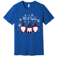 Three Gnomes In Red Letitsnow Gnome Christmas Funny Gift Premium T-Shirt