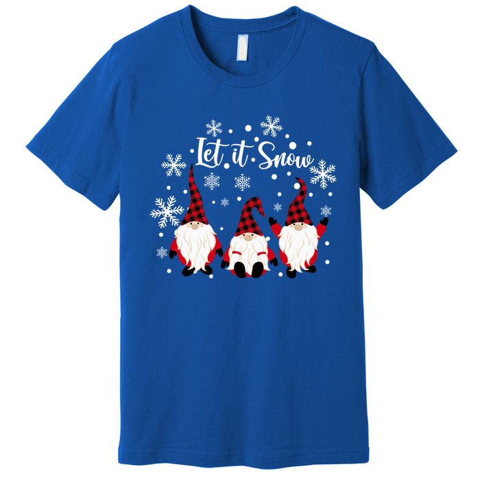 Three Gnomes In Red Letitsnow Gnome Christmas Funny Gift Premium T-Shirt