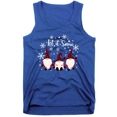 Three Gnomes In Red Letitsnow Gnome Christmas Funny Gift Tank Top