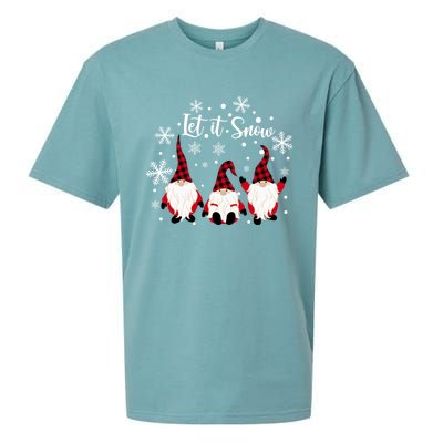 Three Gnomes In Red Letitsnow Gnome Christmas Funny Gift Sueded Cloud Jersey T-Shirt