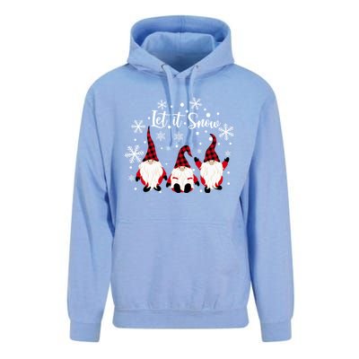 Three Gnomes In Red Letitsnow Gnome Christmas Funny Gift Unisex Surf Hoodie